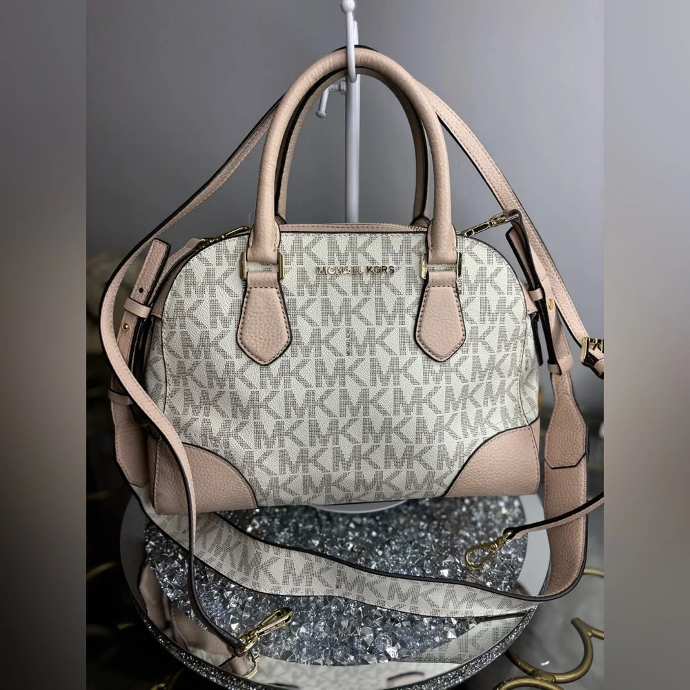 Michael Kors Hattie MK Signature Bowling Satchel Bag NWOT - Picture 1 of 16